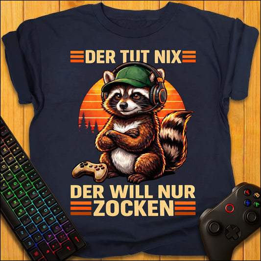 Der tut nix nur Zocken Raccoon T-Shirt für Kids