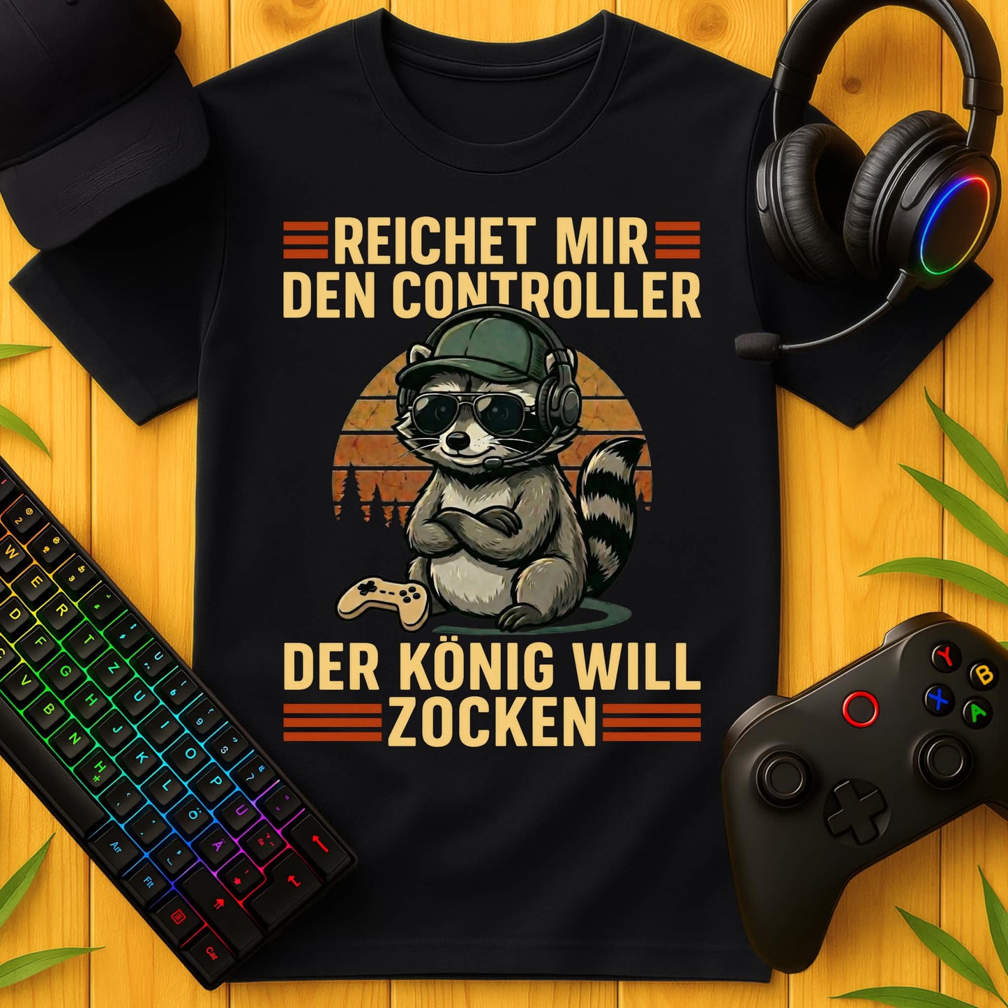 König will Zocken Raccoon T-Shirt