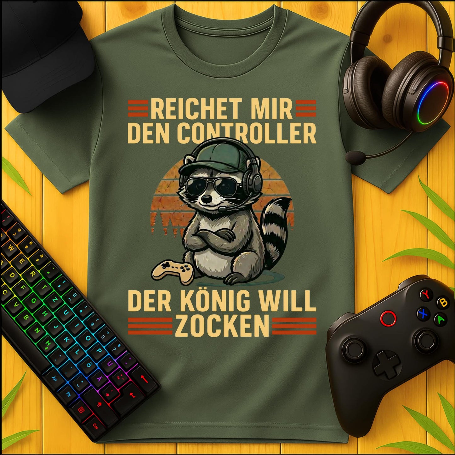 König will Zocken Raccoon T-Shirt