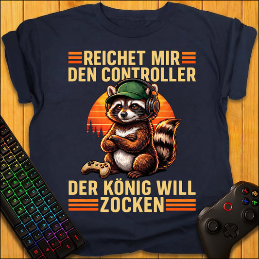 König will Zocken Raccoon T-Shirt für Kids
