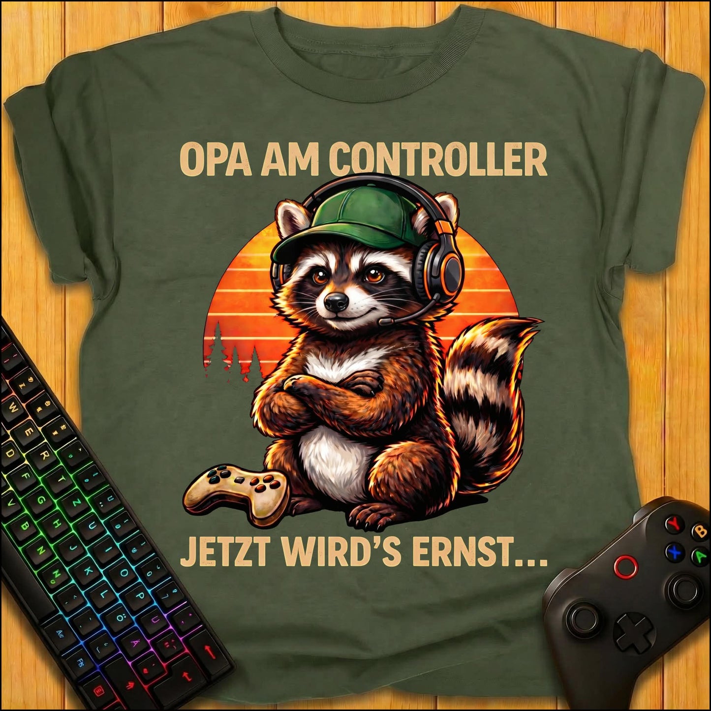 Opa am Controller Raccoon T-Shirt