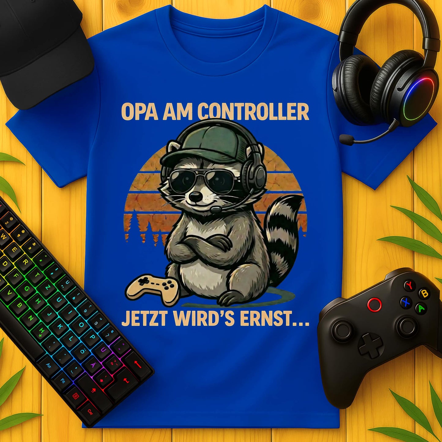 Opa am Controller Raccoon T-Shirt