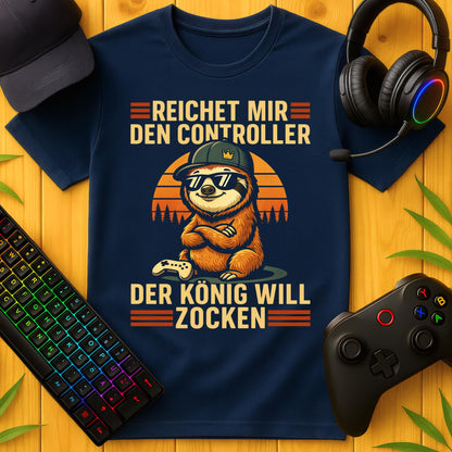 König will Zocken Sloth cool T-Shirt für Kids