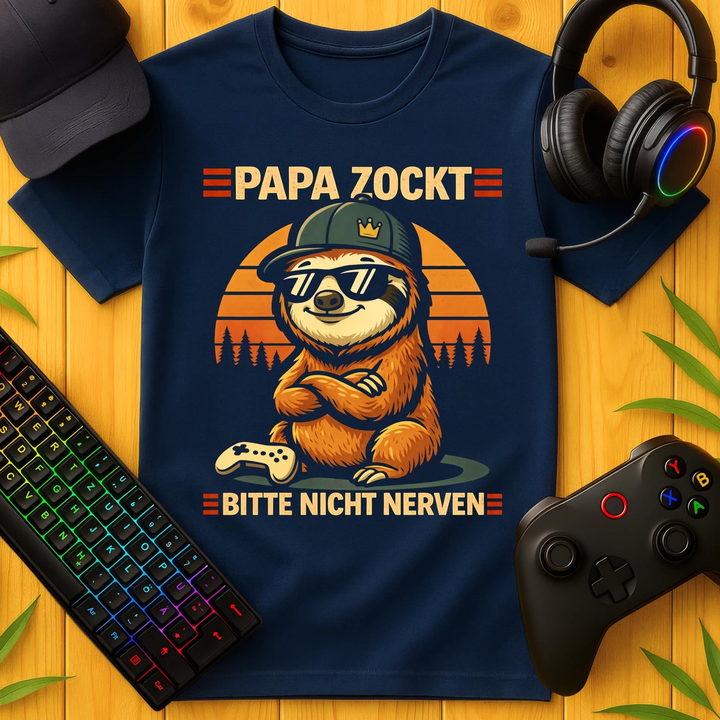 Papa Zockt Sloth cool T-Shirt