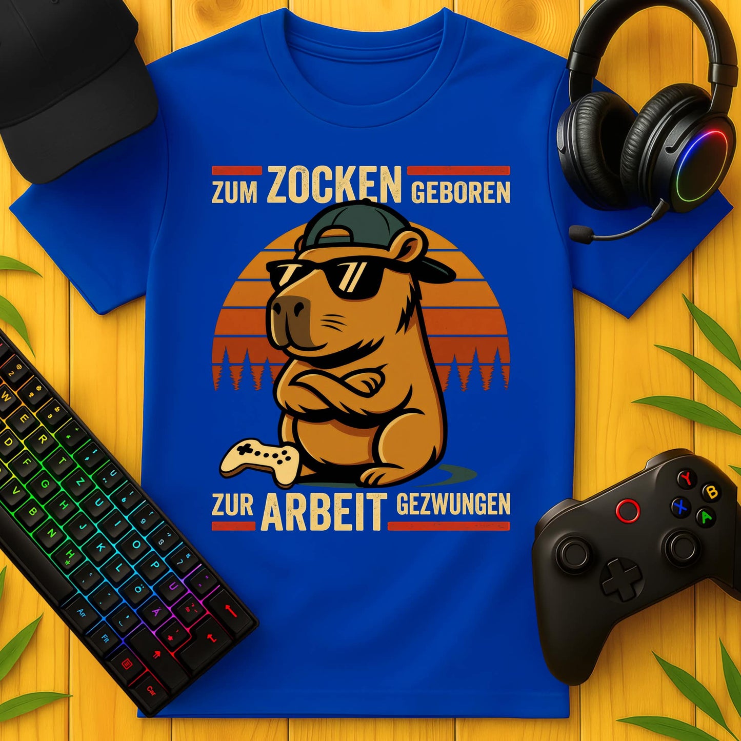 Zum Zocken geboren Capybara T-Shirt