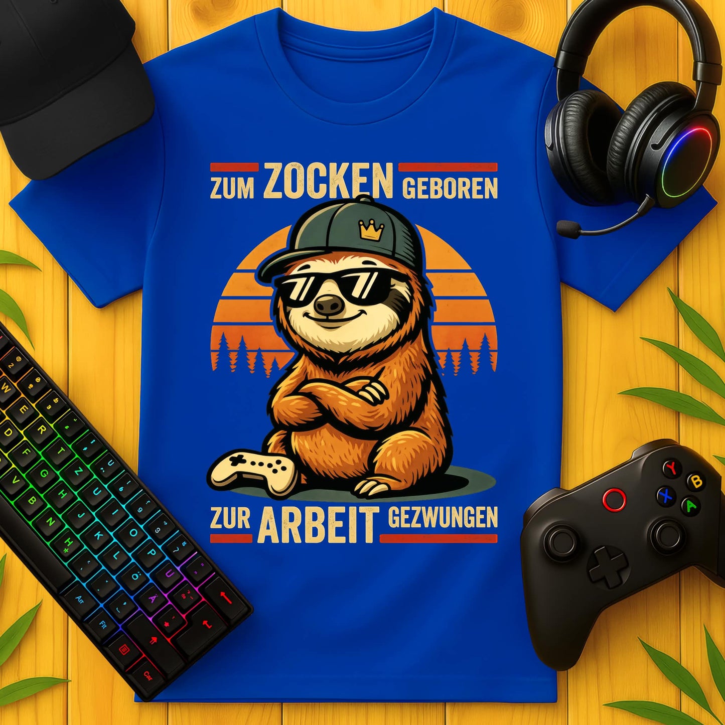 Zum Zocken geboren Sloth T-Shirt