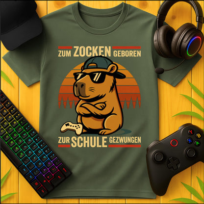 Zum Zocken geboren Schule Capybara T-Shirt