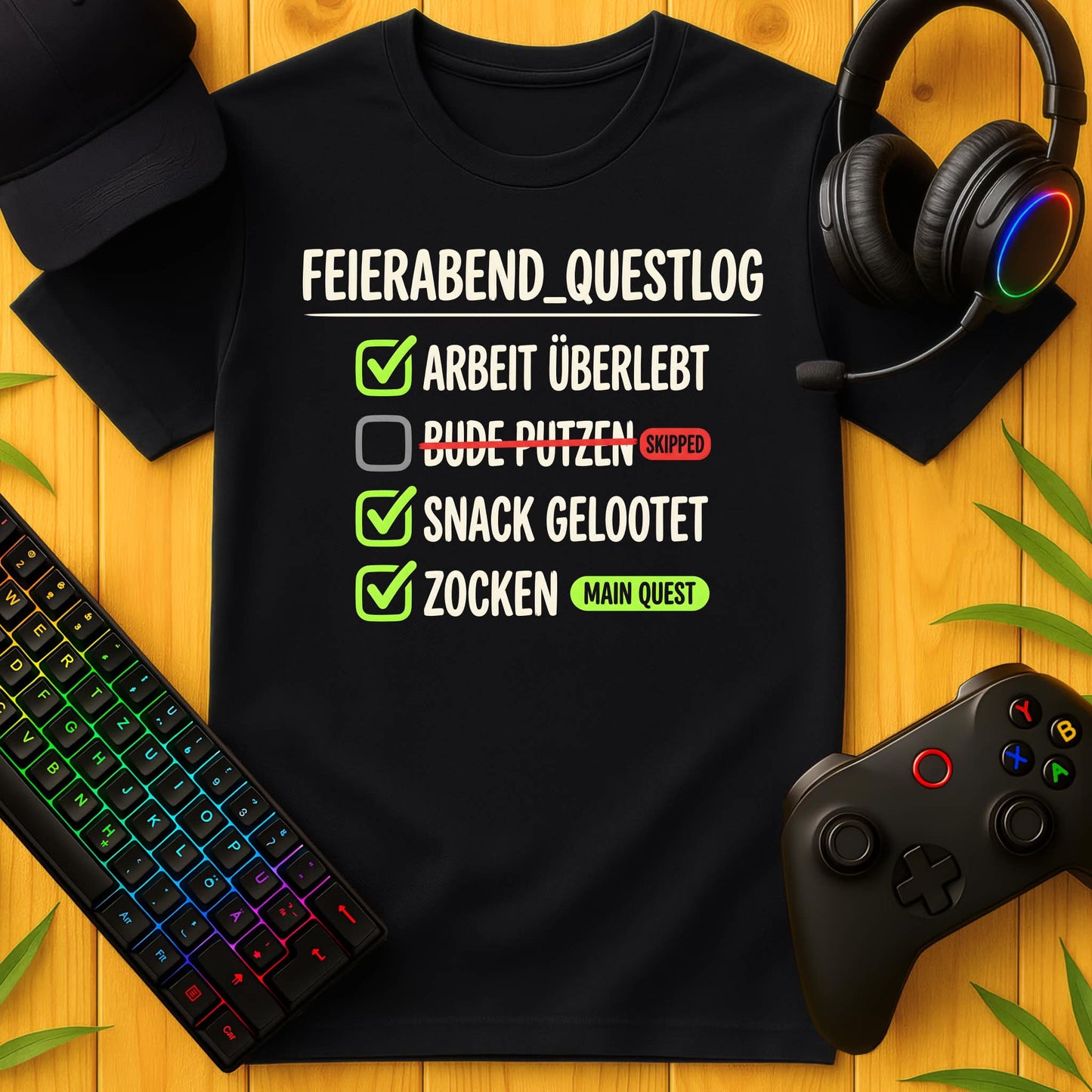 Feierabend Questlog Script T-Shirt