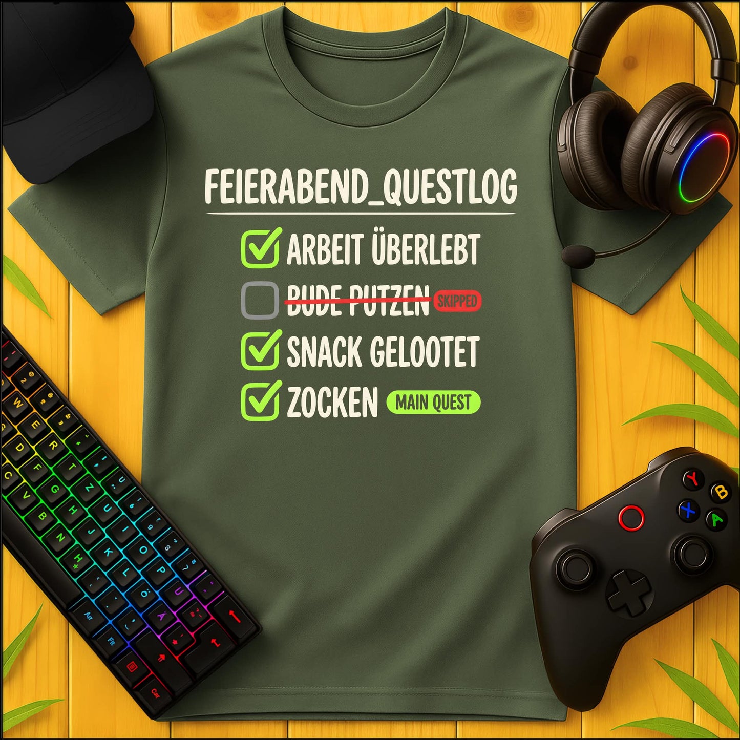 Feierabend Questlog Script T-Shirt