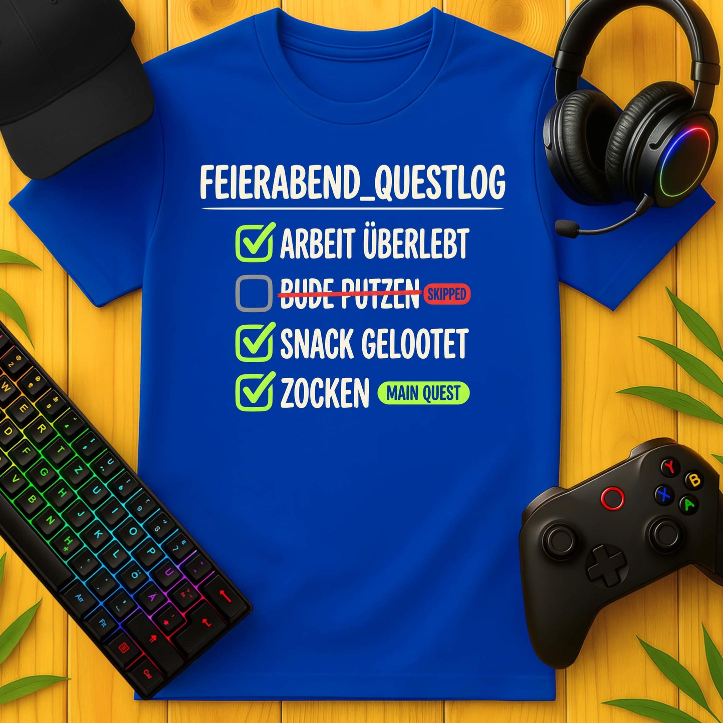 Feierabend Questlog Script T-Shirt