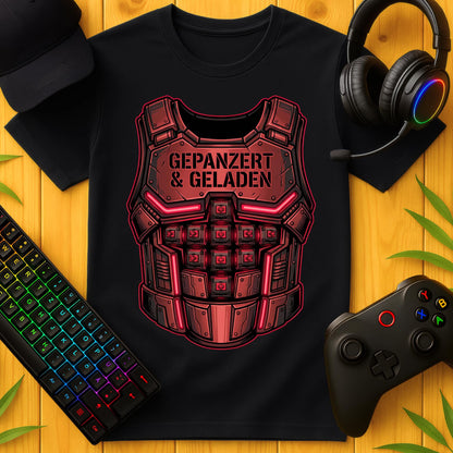 Gepanzert und geladen rot T-Shirt