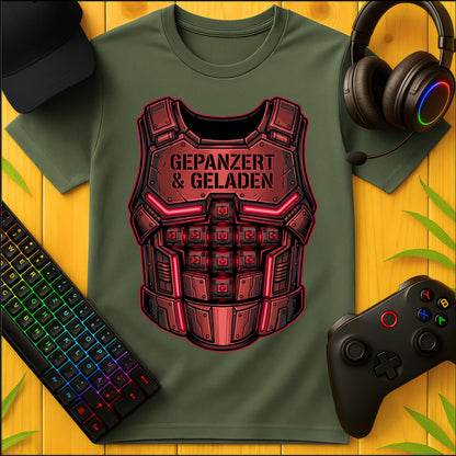 Gepanzert und geladen rot T-Shirt