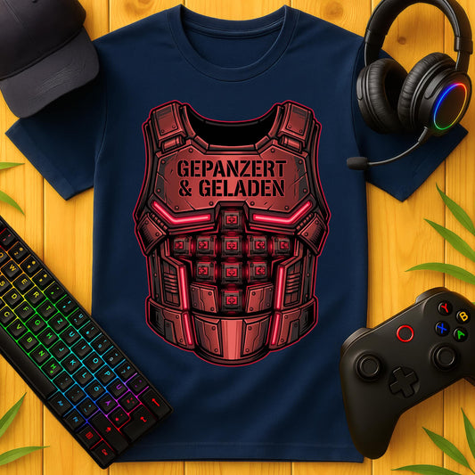 Gepanzert und geladen rot T-Shirt