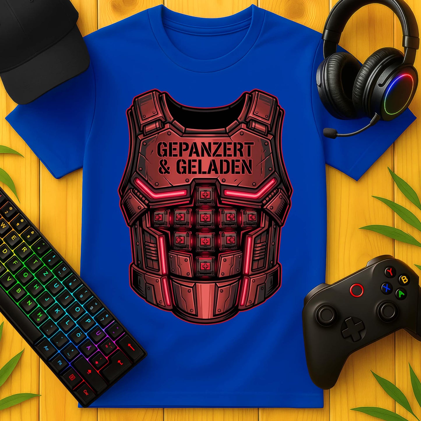 Gepanzert und geladen rot T-Shirt