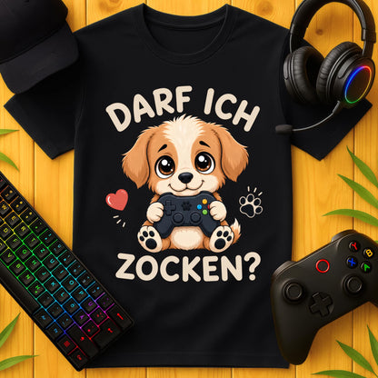 Darf ich Zocken Hund T-Shirt