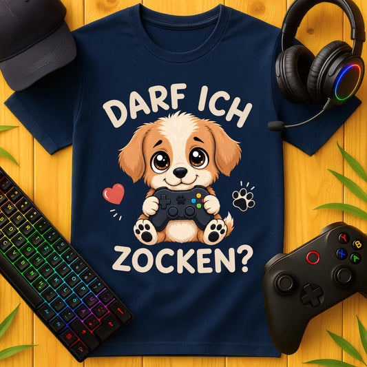 Darf ich Zocken Hund T-Shirt