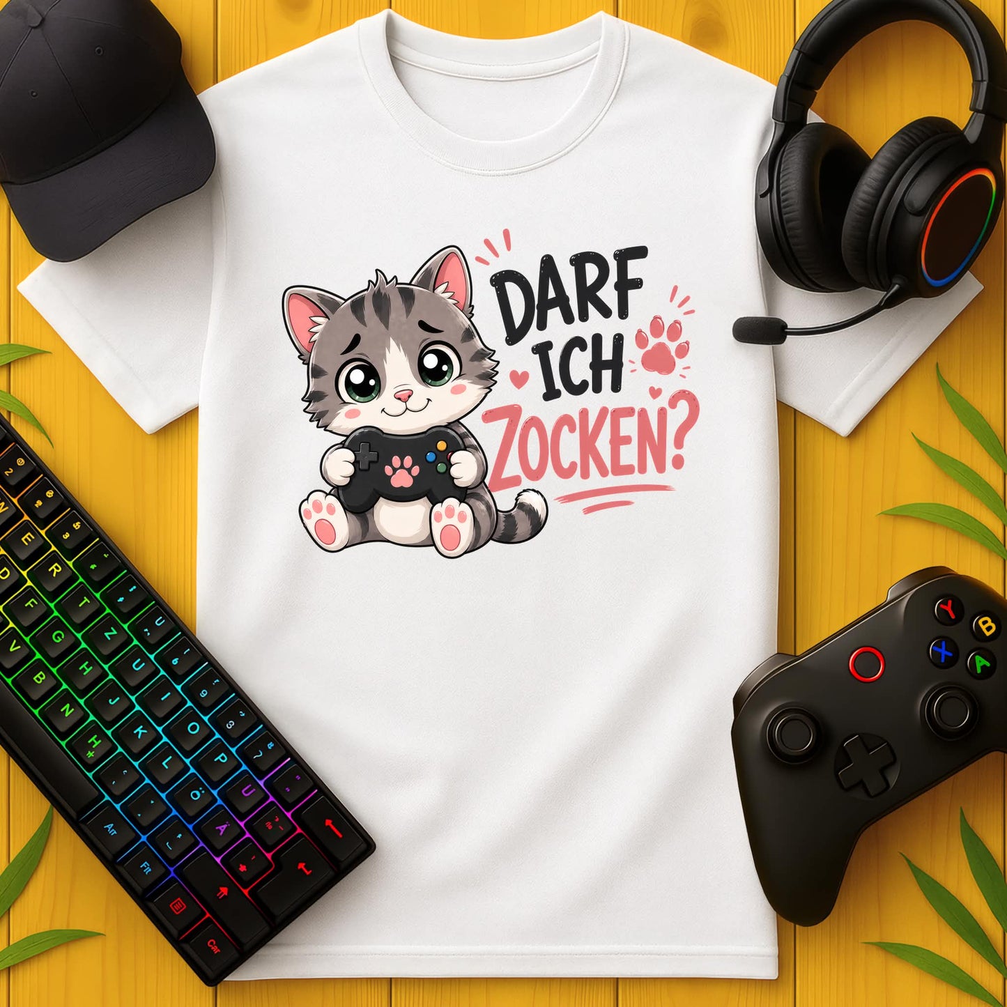 Darf ich Zocken Katze T-Shirt