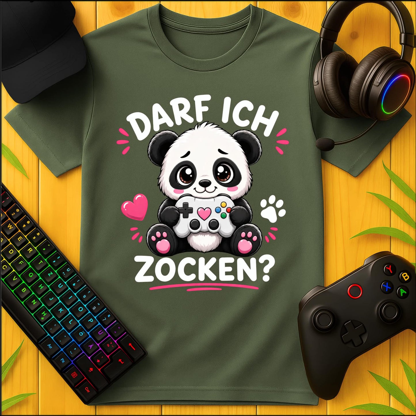 Darf ich Zocken Panda T-Shirt