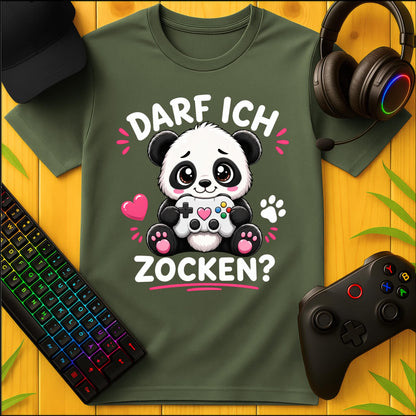 Darf ich Zocken Panda T-Shirt
