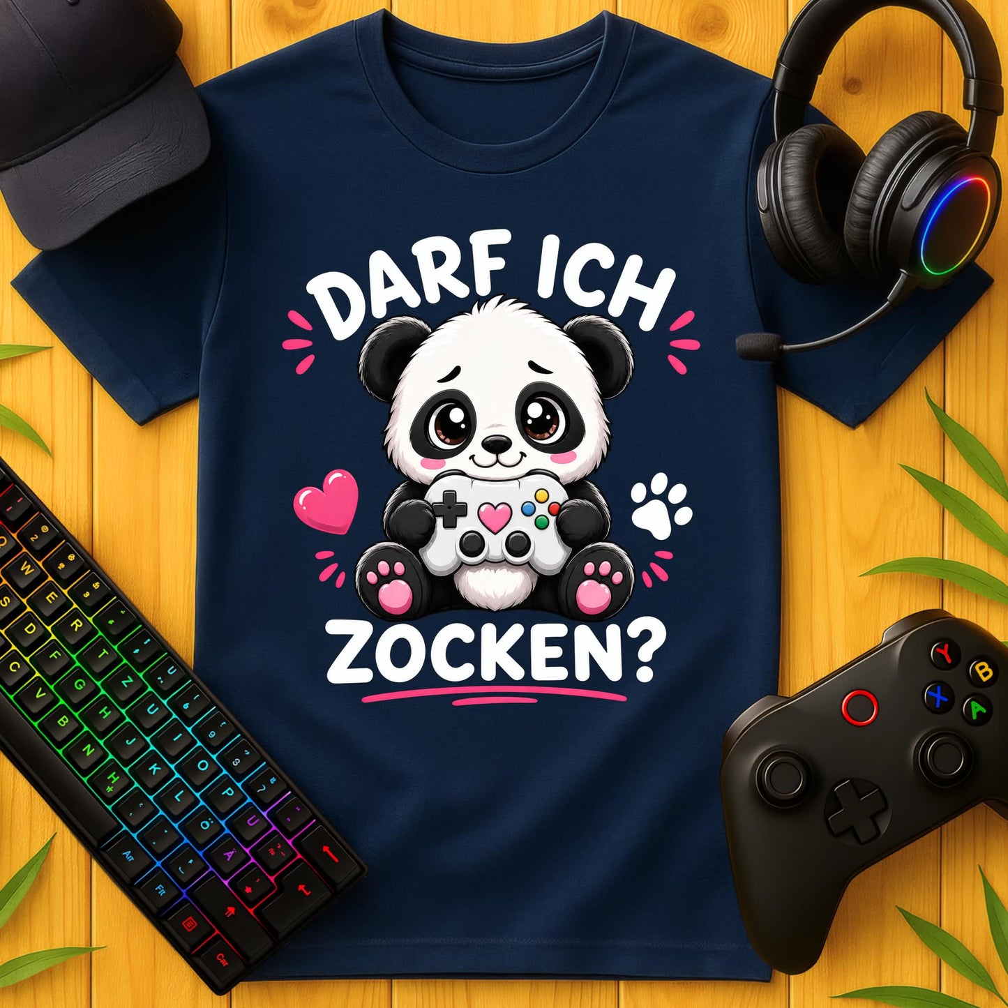 Darf ich Zocken Panda T-Shirt