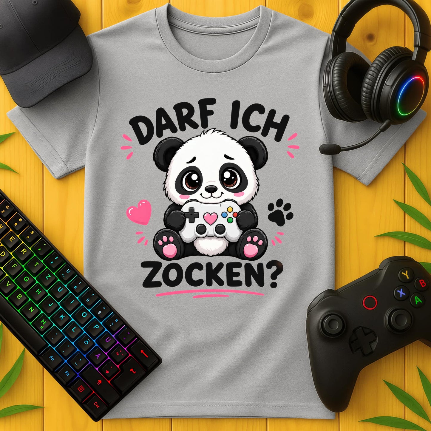 Darf ich Zocken Panda T-Shirt