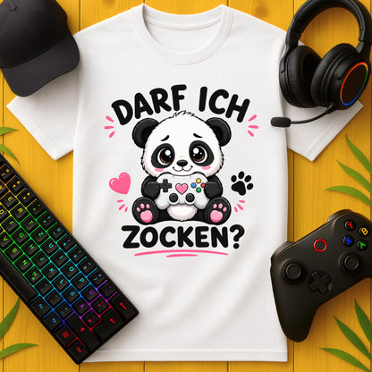 Darf ich Zocken Panda T-Shirt