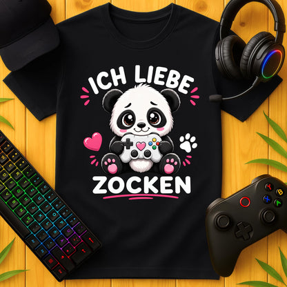 Ich liebe Zocken Panda T-Shirt