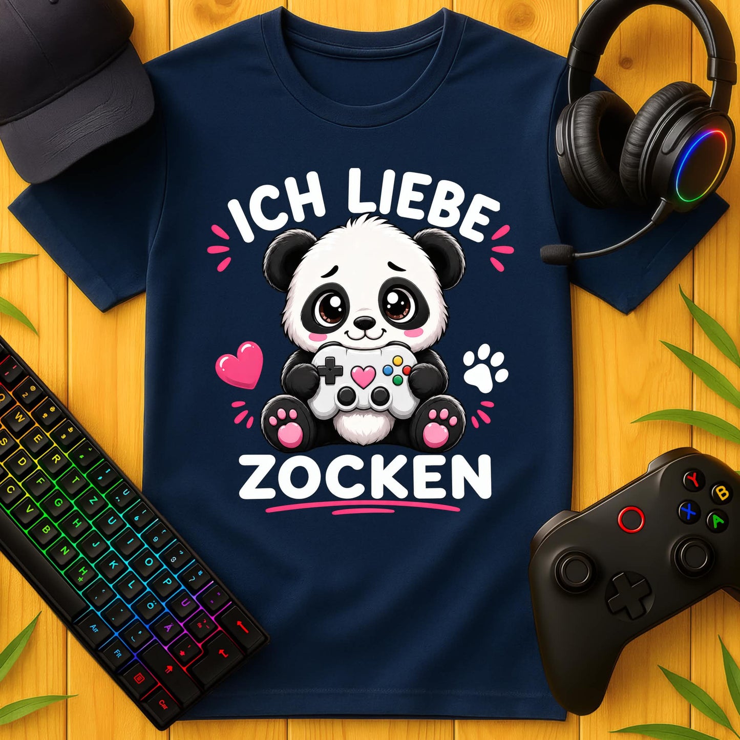 Ich liebe Zocken Panda T-Shirt