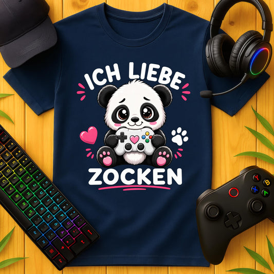 Ich liebe Zocken Panda T-Shirt