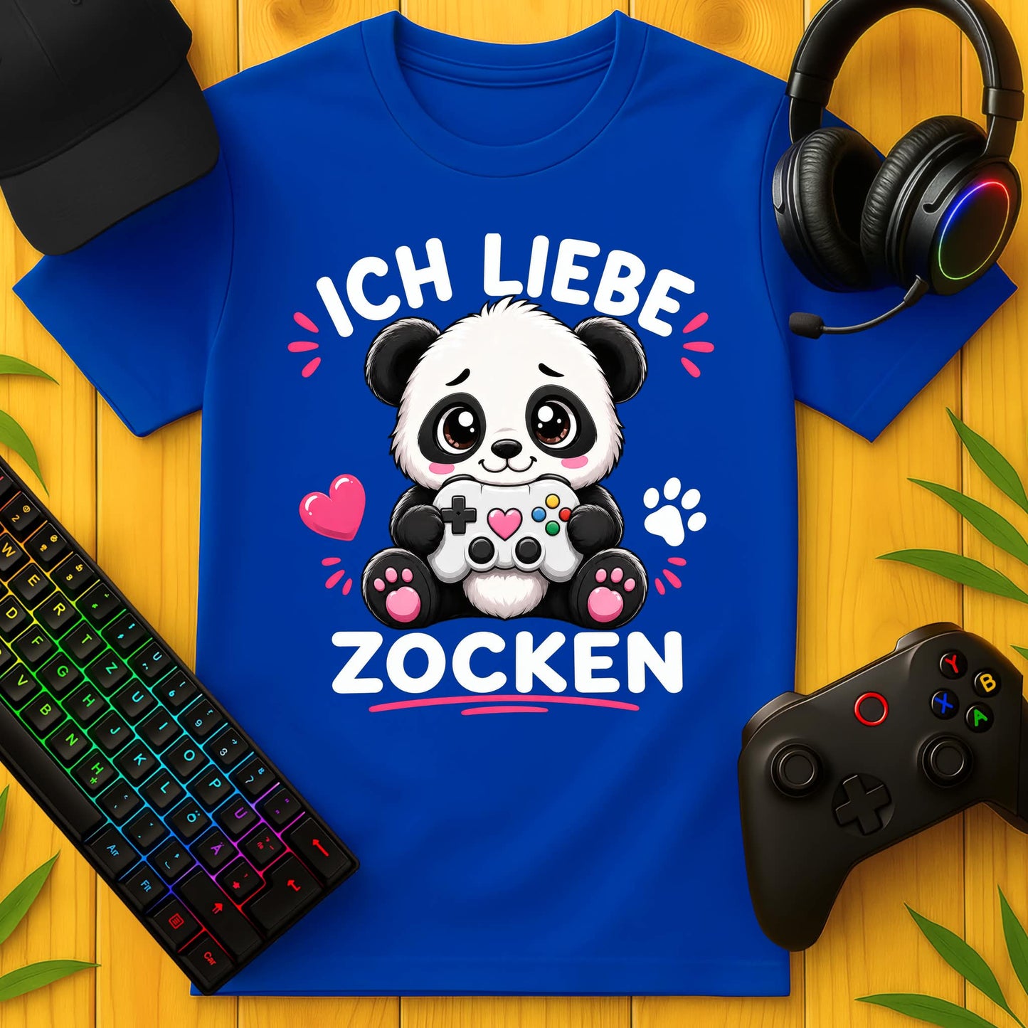 Ich liebe Zocken Panda T-Shirt