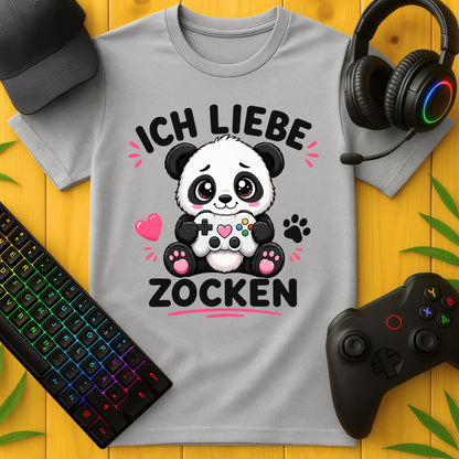 Ich liebe Zocken Panda T-Shirt