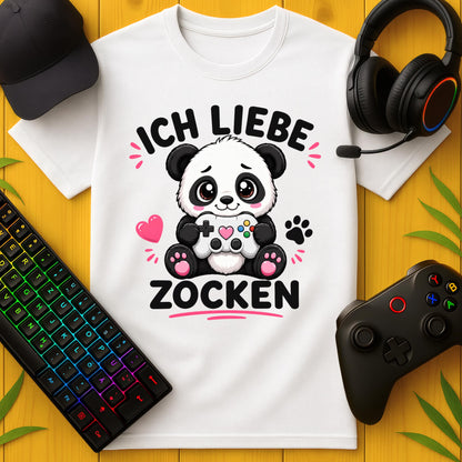 Ich liebe Zocken Panda T-Shirt