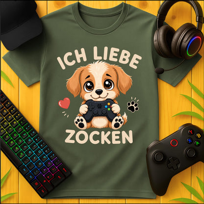 Ich liebe Zocken Hund T-Shirt