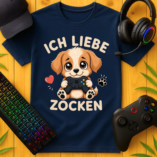 Ich liebe Zocken Hund T-Shirt