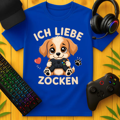 Ich liebe Zocken Hund T-Shirt