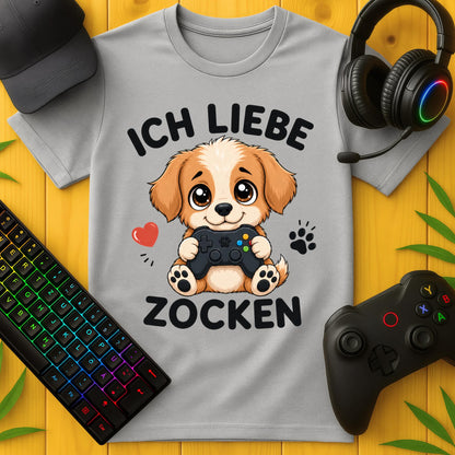 Ich liebe Zocken Hund T-Shirt