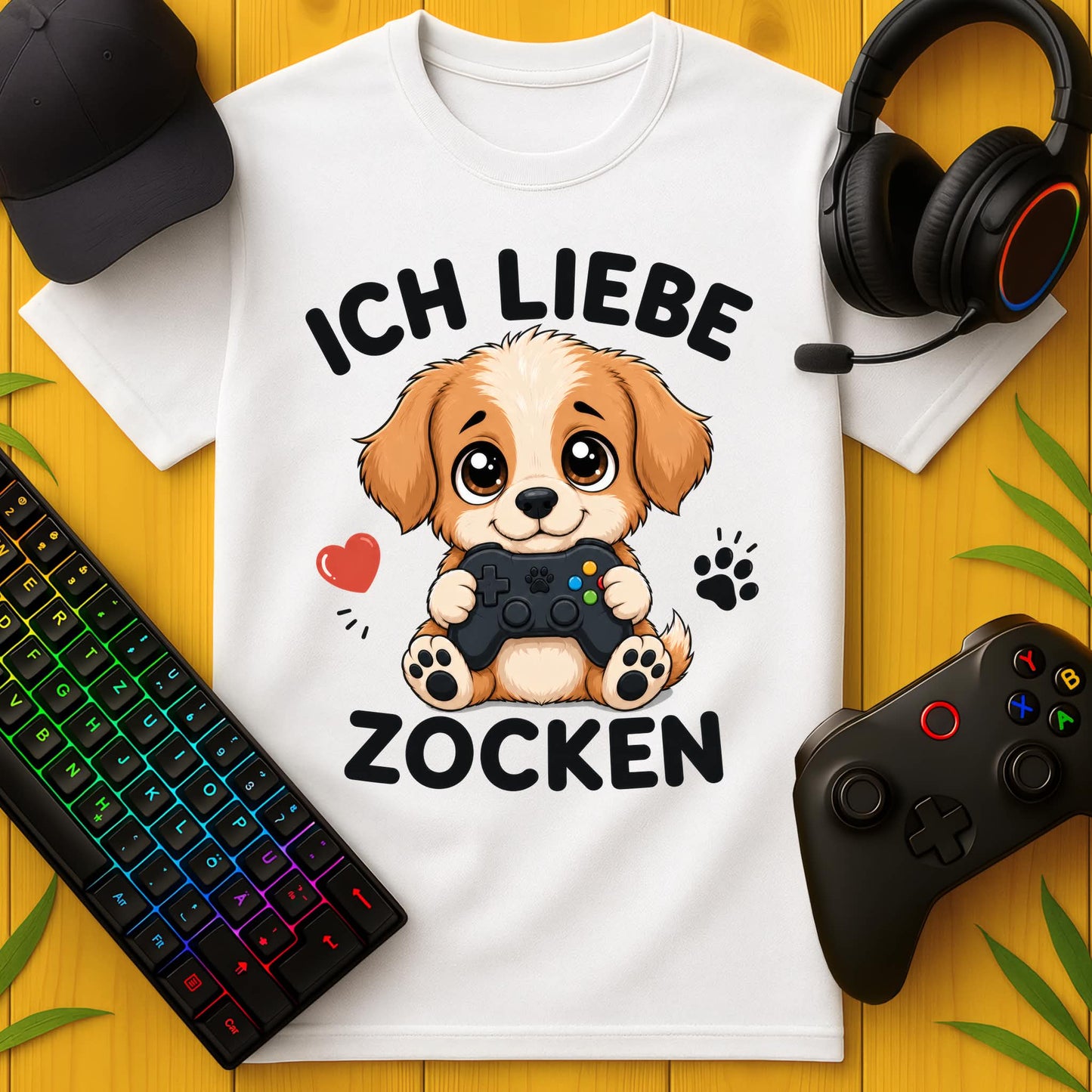 Ich liebe Zocken Hund T-Shirt