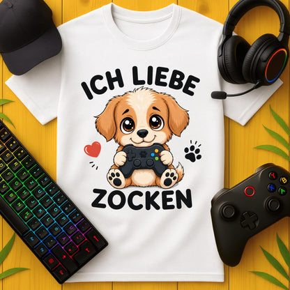 Ich liebe Zocken Hund T-Shirt