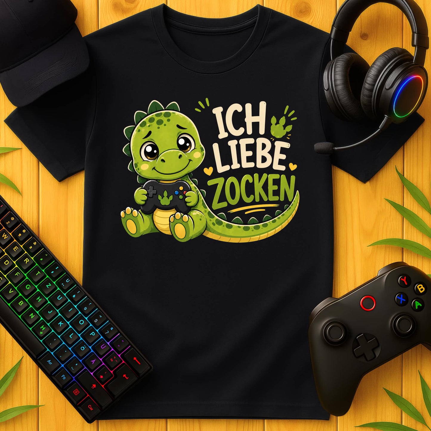 Ich liebe Zocken Dino T-Shirt