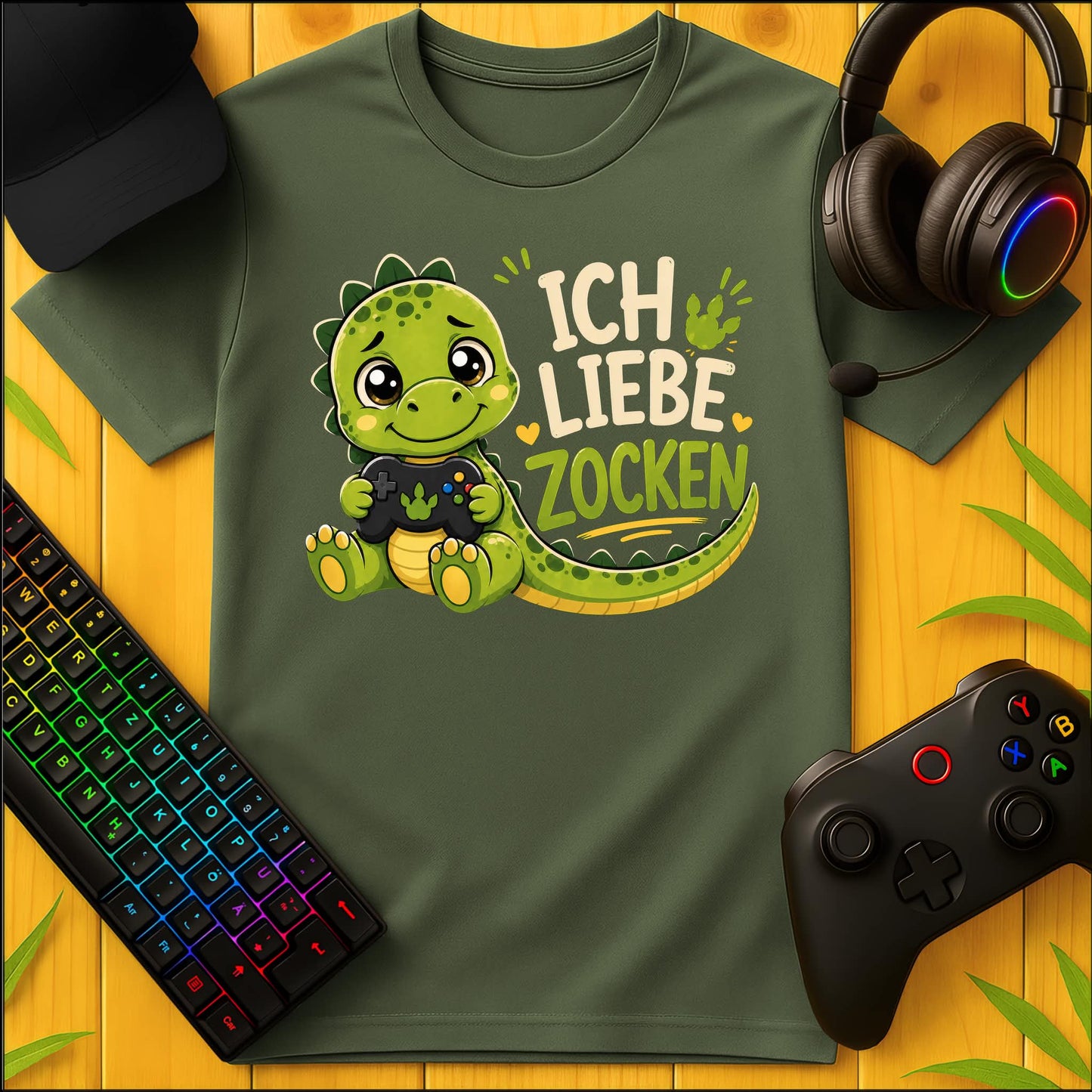 Ich liebe Zocken Dino T-Shirt