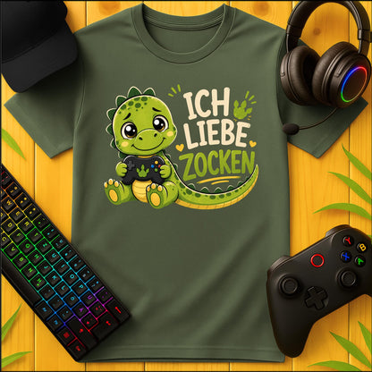Ich liebe Zocken Dino T-Shirt