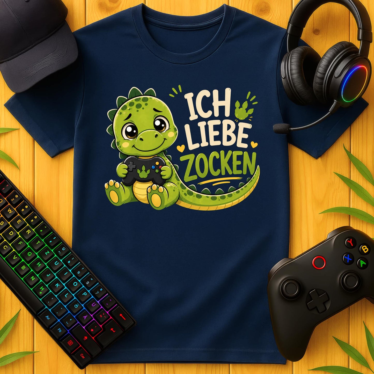 Ich liebe Zocken Dino T-Shirt für Kids