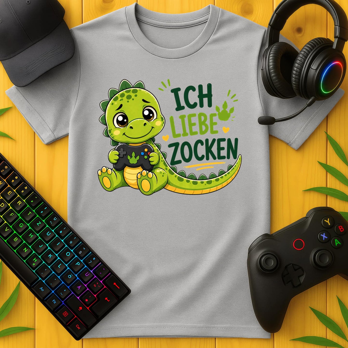 Ich liebe Zocken Dino T-Shirt
