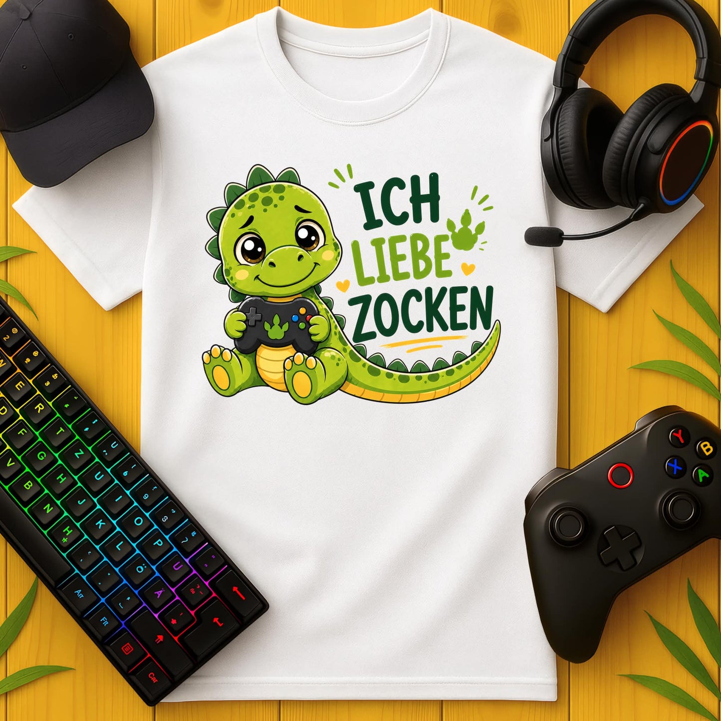 Ich liebe Zocken Dino T-Shirt