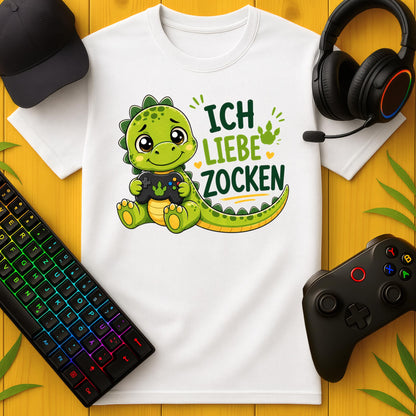 Ich liebe Zocken Dino T-Shirt