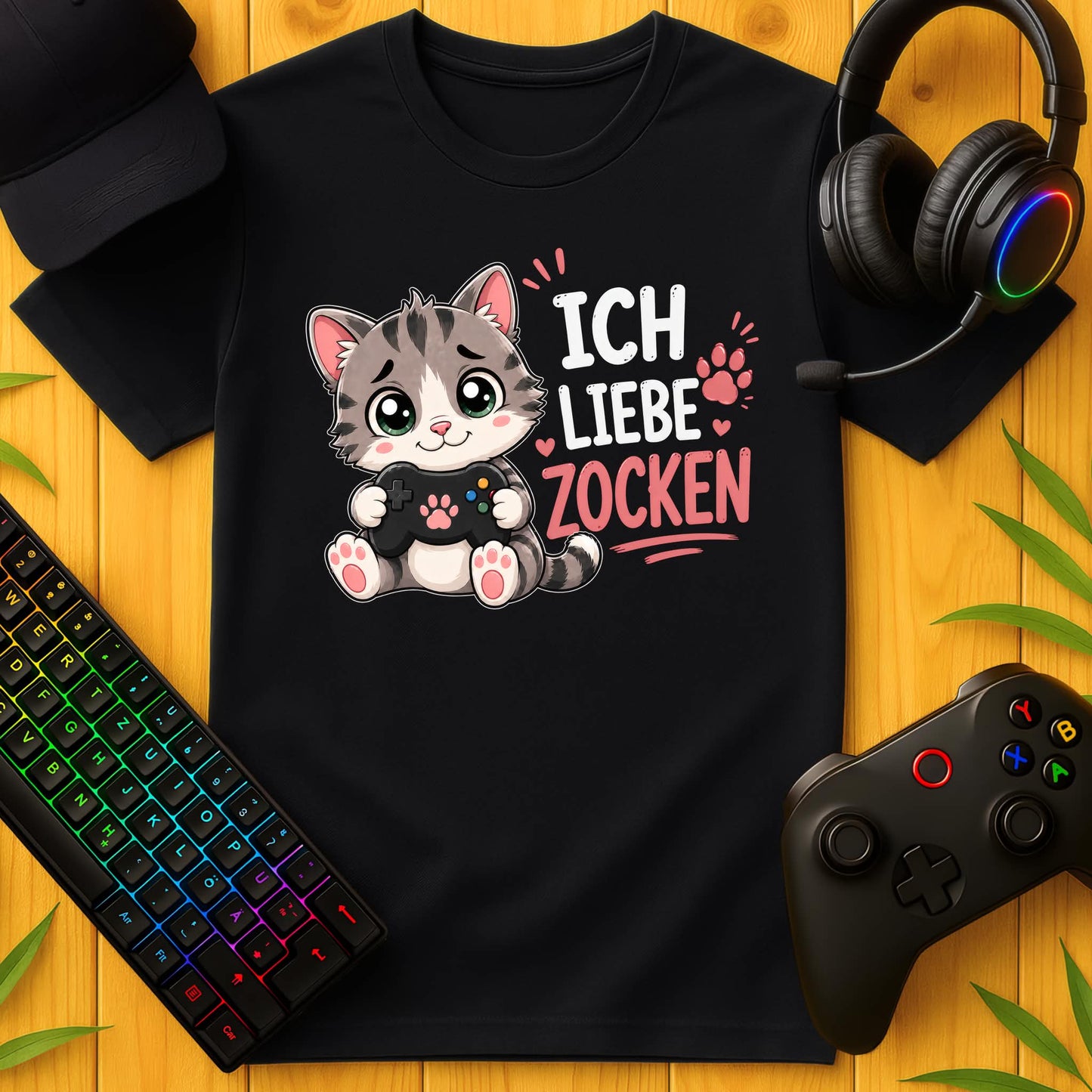 Ich liebe Zocken Katze T-Shirt