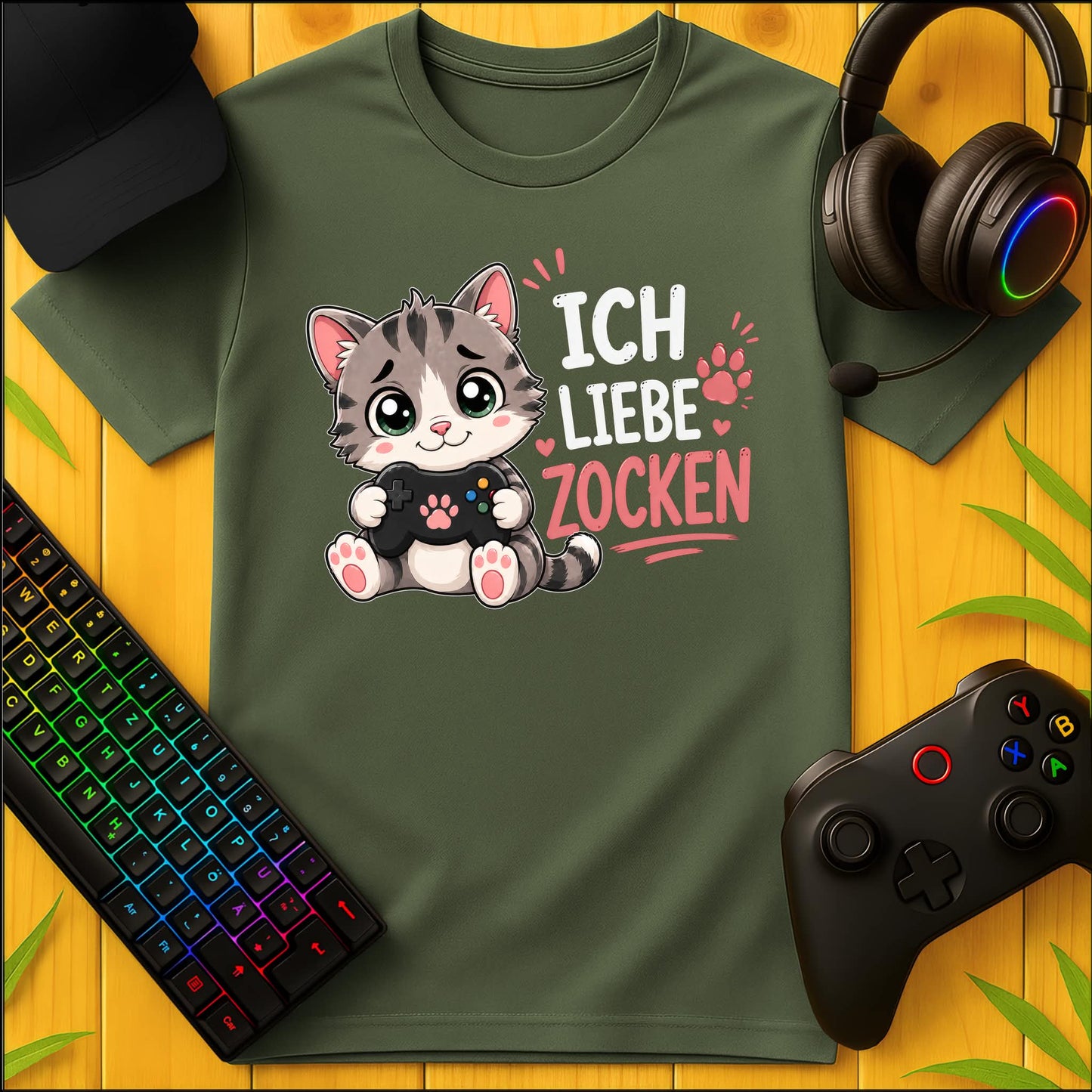 Ich liebe Zocken Katze T-Shirt