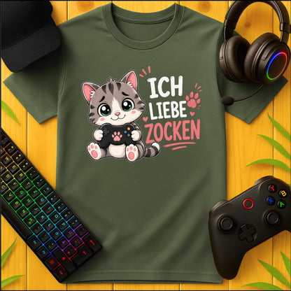 Ich liebe Zocken Katze T-Shirt