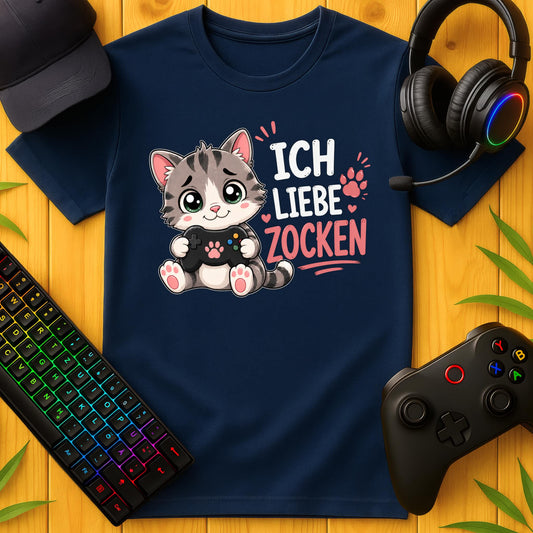 Ich liebe Zocken Katze T-Shirt für Kids