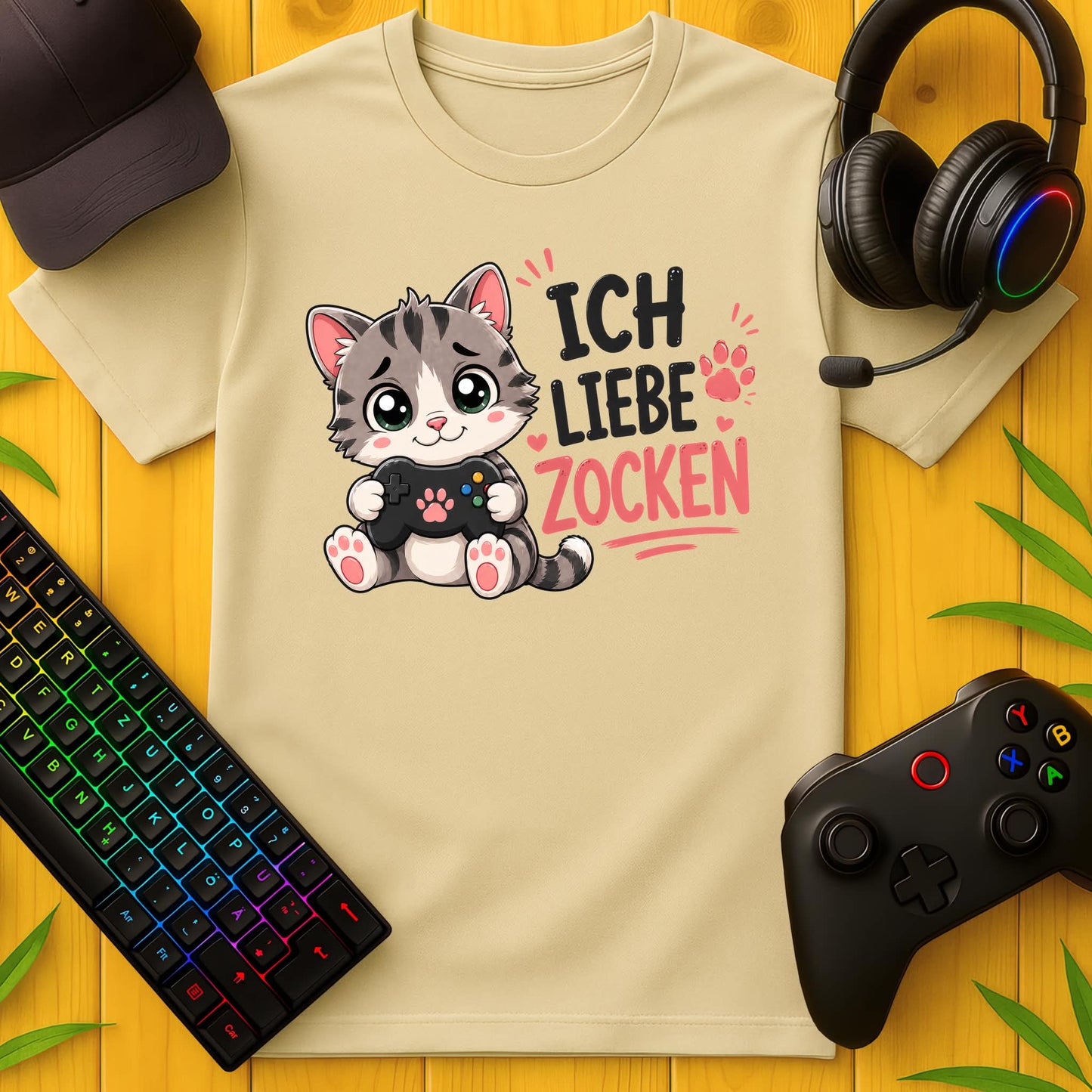 Ich liebe Zocken Katze T-Shirt